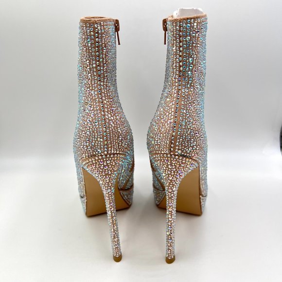 Madden Girl Size 8.5 Lorile Blush Jeweled Encrusted Platform Ankle Boots Shoes - Picture 6 of 14